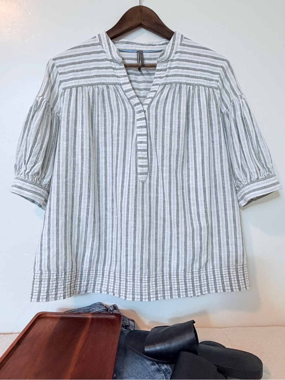 Anthropologie Darcey Linen Cotton Popover Swing Top
